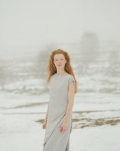 Load image into Gallery viewer, Crease-Effect Light Grey Long Dress