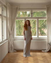 Load image into Gallery viewer, Crease-Effect Light Grey Long Dress