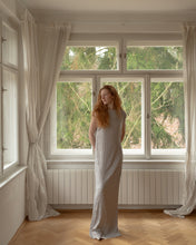 Load image into Gallery viewer, Crease-Effect Light Grey Long Dress