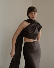 One-Shoulder Brown Dress - TAILOR MADE